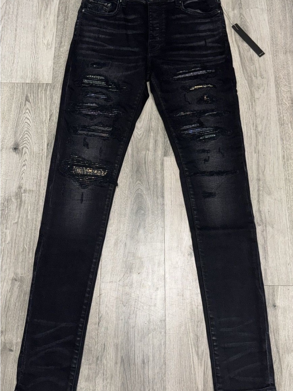 AMIRI Black Distressed Skinny Jeans